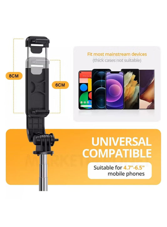 170cm Phone Tripod Selfie Stick, All-in-1 Phone Tripod Stand with Remote,Portable,Lightweight Tripod for for Selfies/Live/Video Recording/Travel-Black