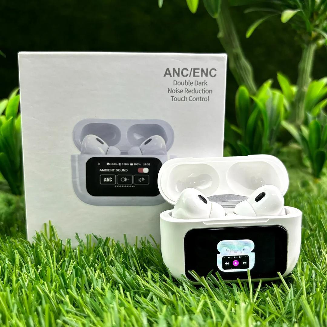 White Airpods With Display- Seamless Connectivity & Long Battery Life