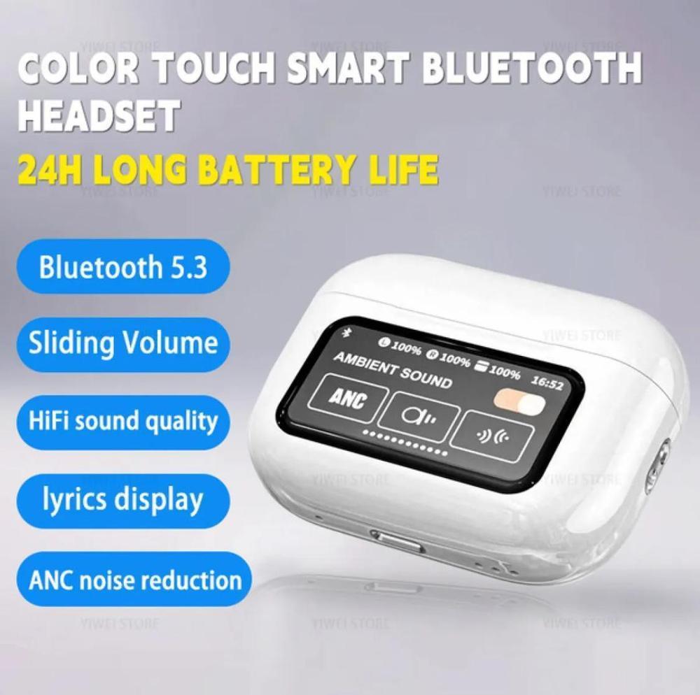 White Airpods With Display- Seamless Connectivity & Long Battery Life