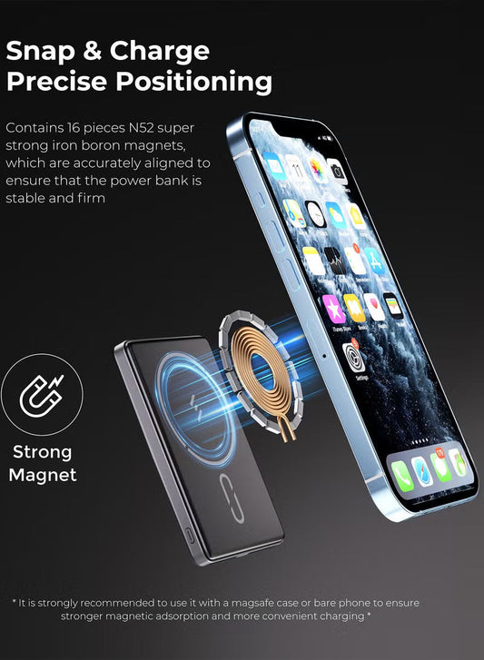10000mAh Magnetic Wireless Power Bank, Portable Wireless Charger with 20W Fast Charging Stand