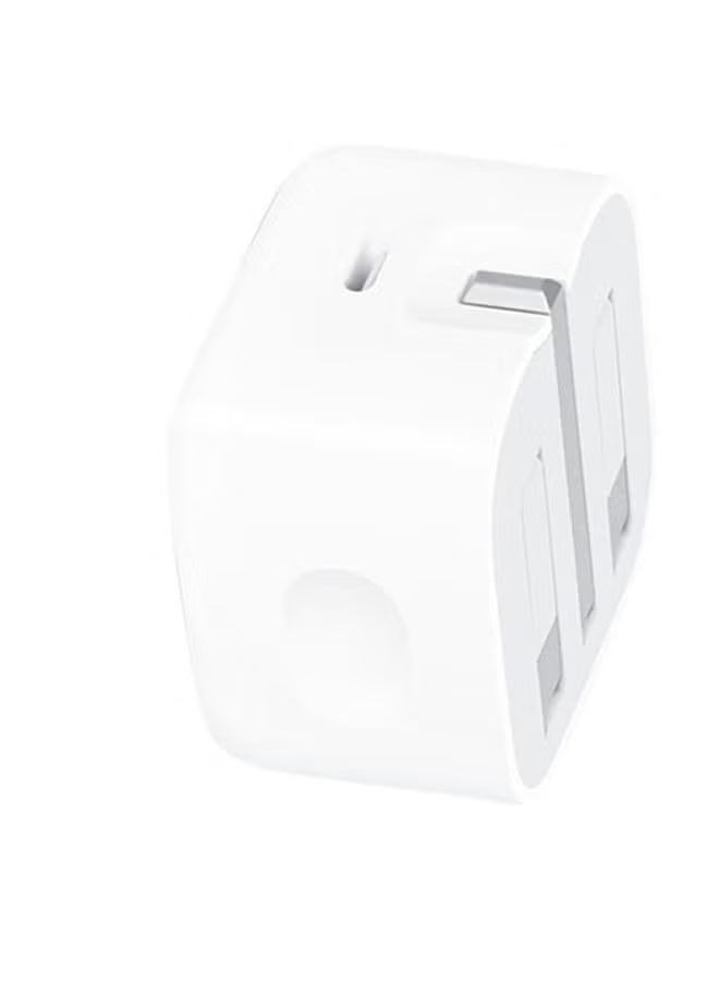 20W USB-C 3-Pin Power Adapter / Original iPhone Charger - White